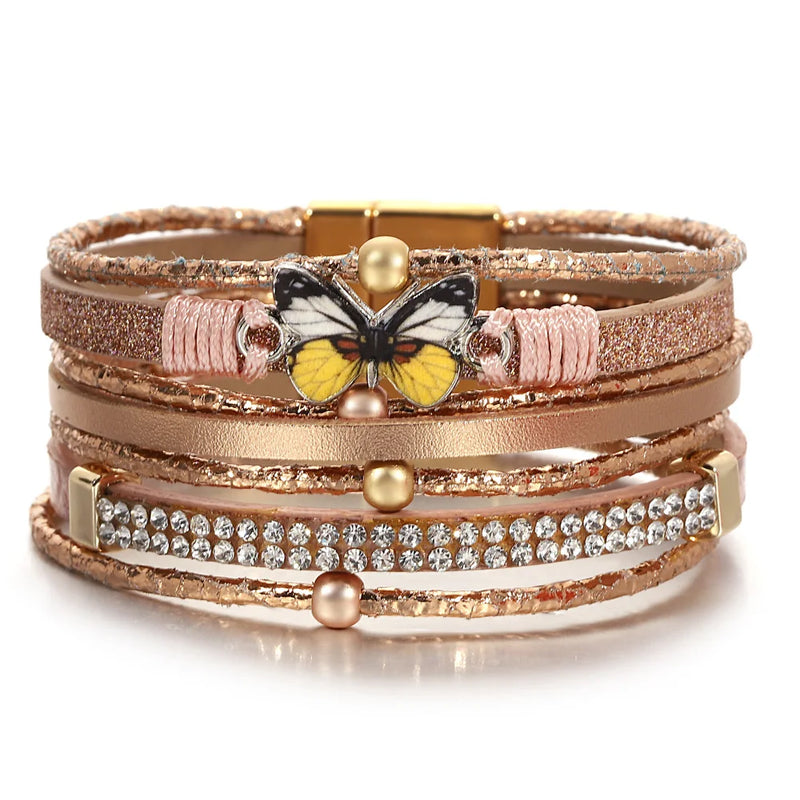 'Butterfly' Charm Cuff Bracelet - rose gold -  Allora Jade