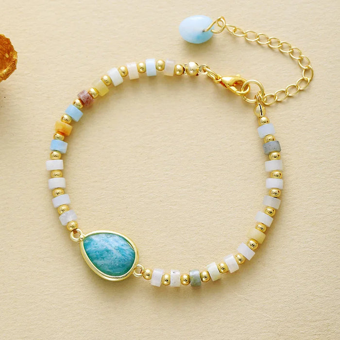 'Aluka' Amazonite Charm and Beads Bracelet - Allora Jade