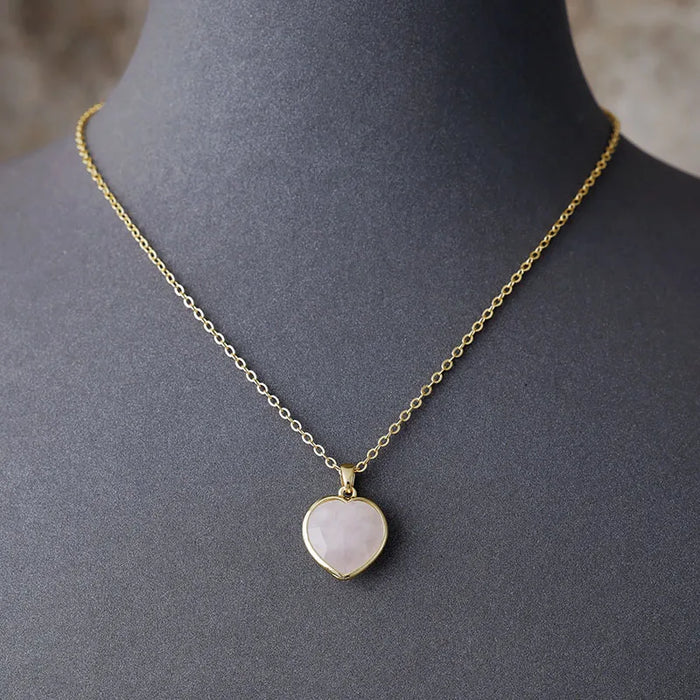 'Rose Quartz' Heart Pendant Necklace | ALLORA JADE