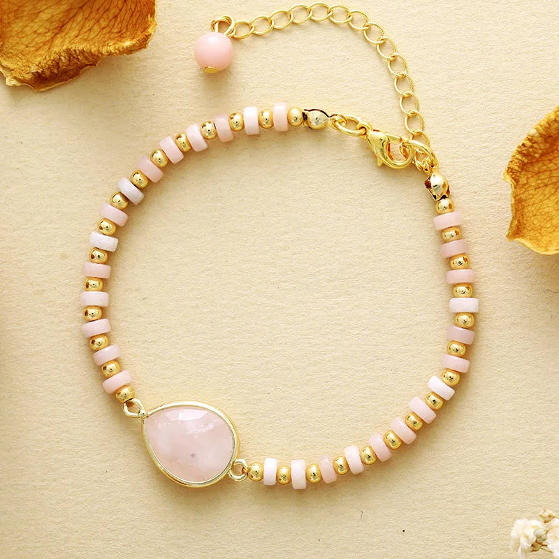 'Aluka' Pink Opal Charm and Beads Bracelet - Allora Jade