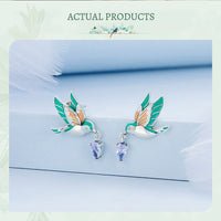 'Kingfisher' Sterling Silver and CZ Stud Earrings - Allora Jade