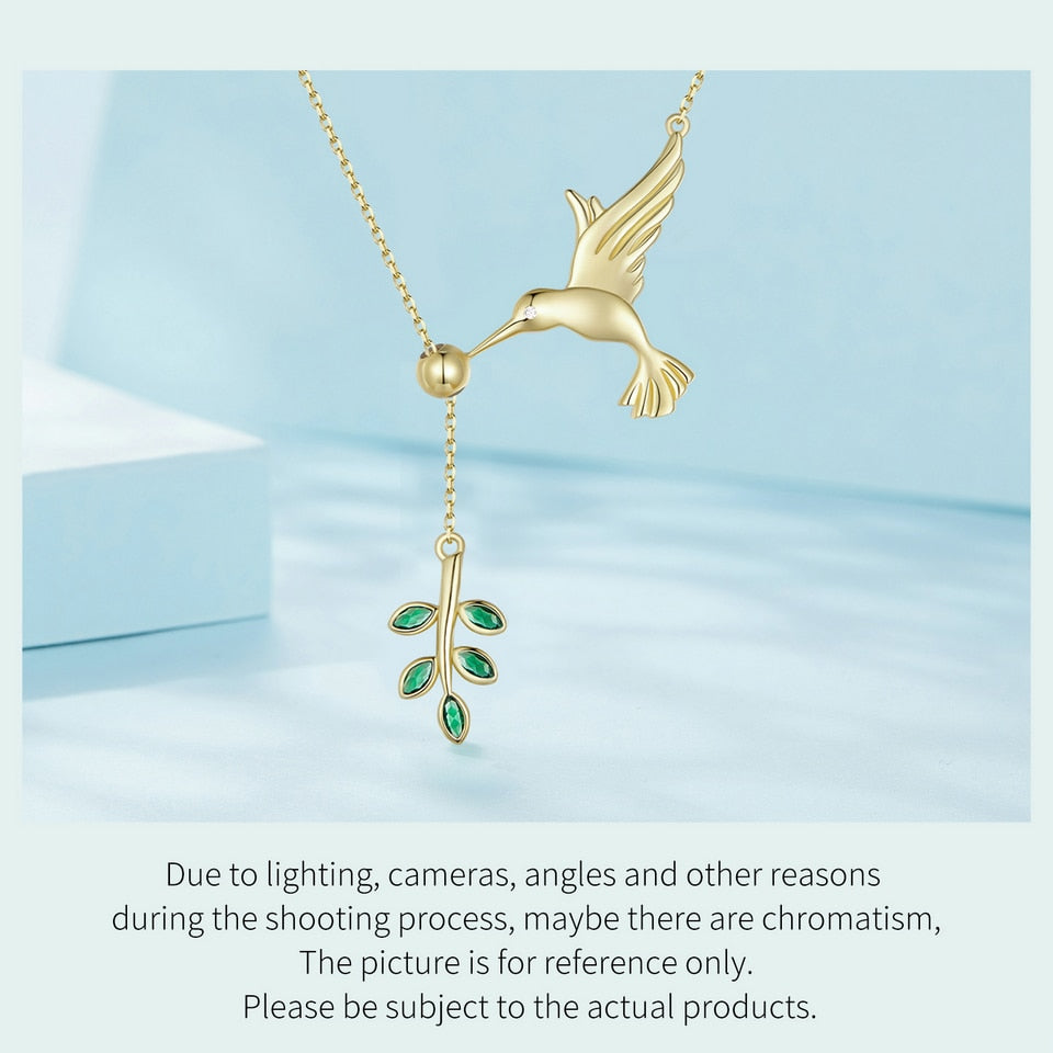 'Hummingbird' Pendant Necklace CZ and Sterling Silver - Allora Jade