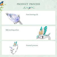 'Kingfisher' Sterling Silver and CZ Jewellery Set - Earrings, Ring | Allora Jade