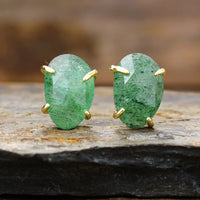 'Balanda' Prehnite Stud Earrings - Women's Earrings - ALLORA JADE