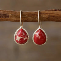 'Yuriyawi' Red Jasper Earrings - Women's Drop Earrings - ALLORA JADE