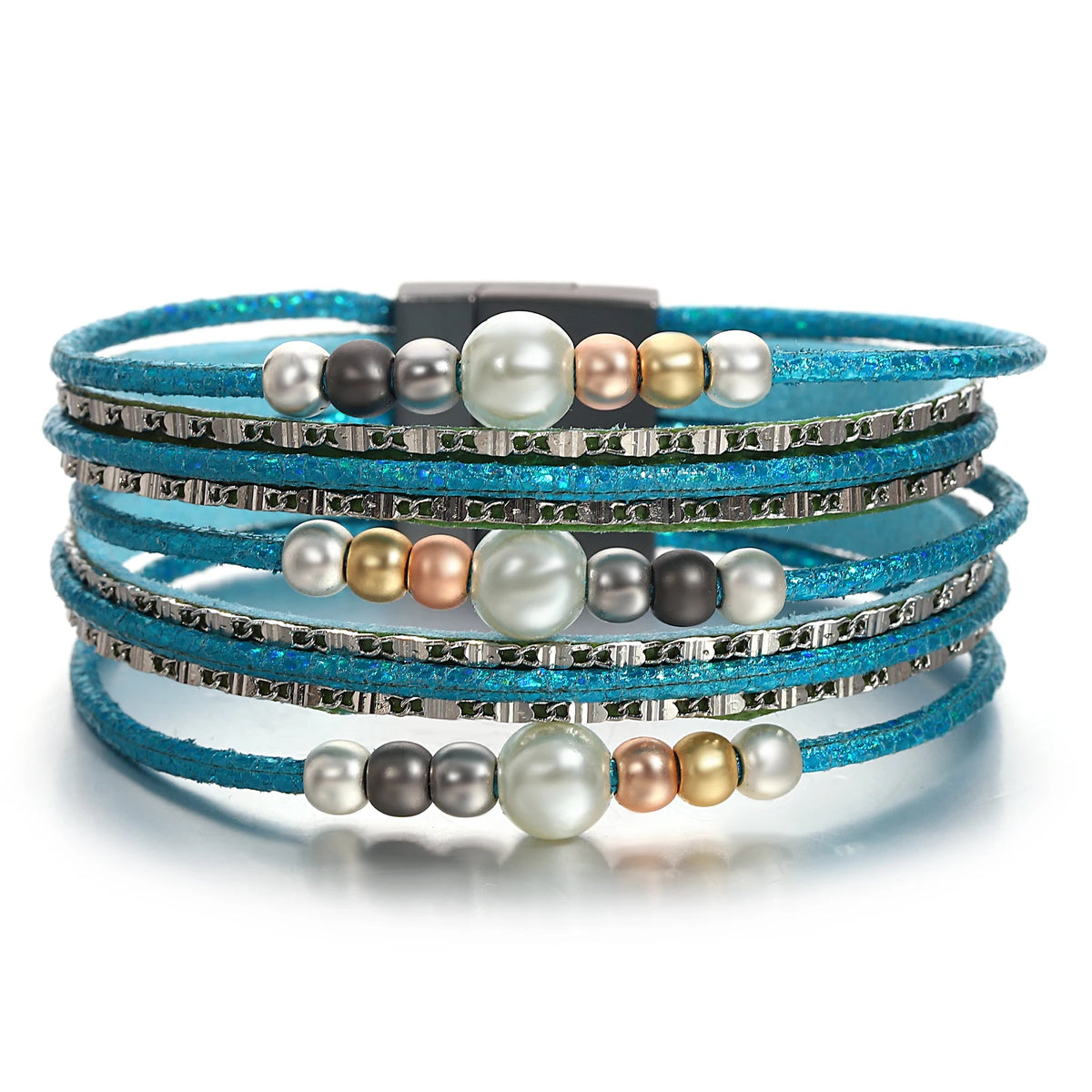 'Girinya' Pearl Beads Cuff Bracelet - blue - women's bracelet | Allora Jade