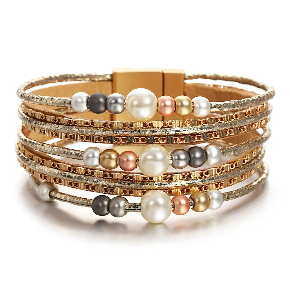 'Girinya' Pearl Beads Cuff Bracelet - gold - women's bracelet | Allora Jade