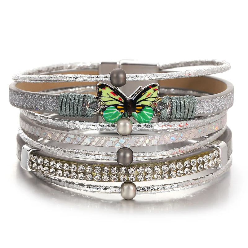 'Butterfly' Charm Cuff Bracelet - silver -  Allora Jade