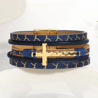 'Cross' Charm Cuff Bracelet - navy blue - women's bracelet | ALLORA JADE