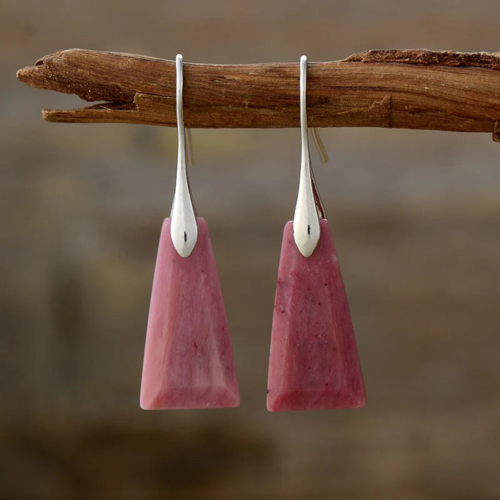 'Wiluray' Rhodonite Earrings - silver | ALLORA JADE