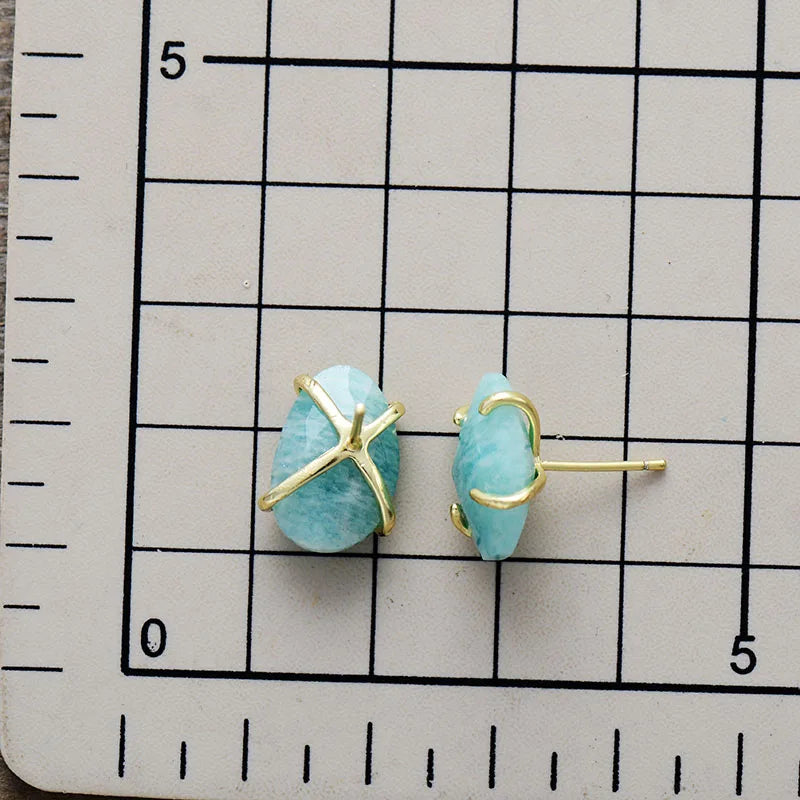 'Balanda' Amazonite Stud Earrings - Women's Earrings - ALLORA JADE