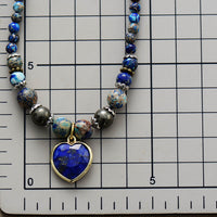 'Nyiwarri' Jasper and Lapis Lazuli Heart Heart Pendant Necklace - ALLORA JADE