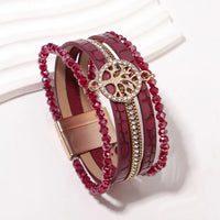 'Tree of Life' Beads Cuff Bracelet - red - Allora Jade