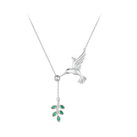 'Hummingbird' Pendant Necklace CZ and Sterling Silver - Allora Jade