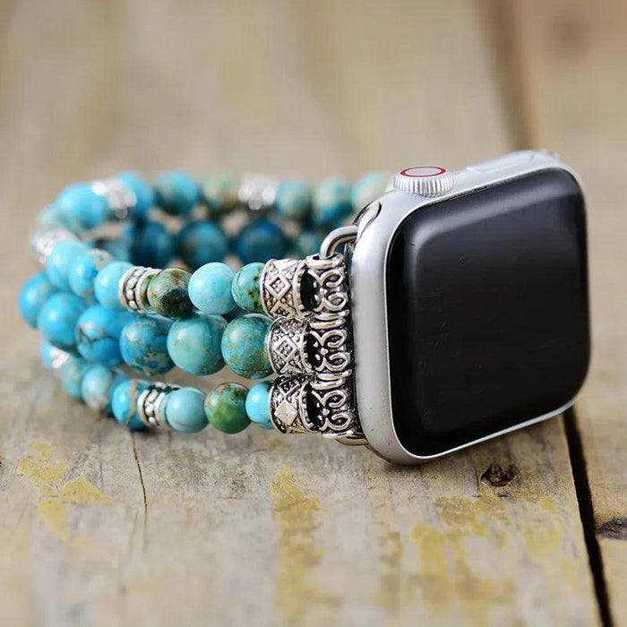 Sky Blue Jasper Stretchy Apple Watch Band - Allora Jade