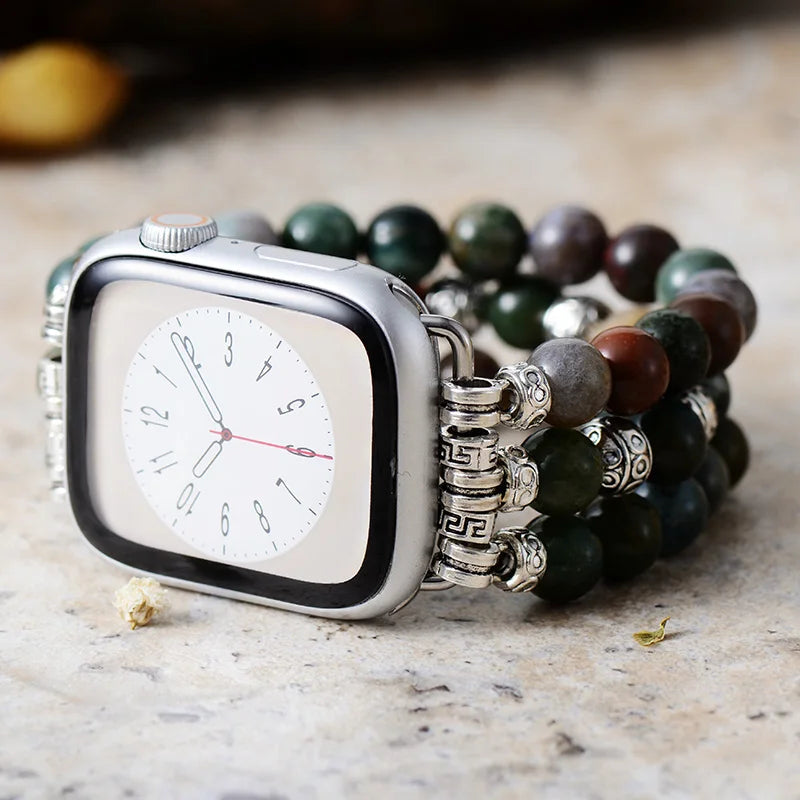 Indian Agate Stretchy Apple Watch Band - Allora Jade