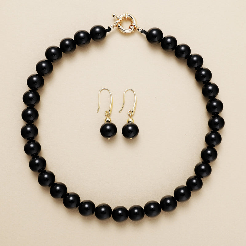 'Grace' Necklace Earrings Set - Black Onyx | ALLORA JADE