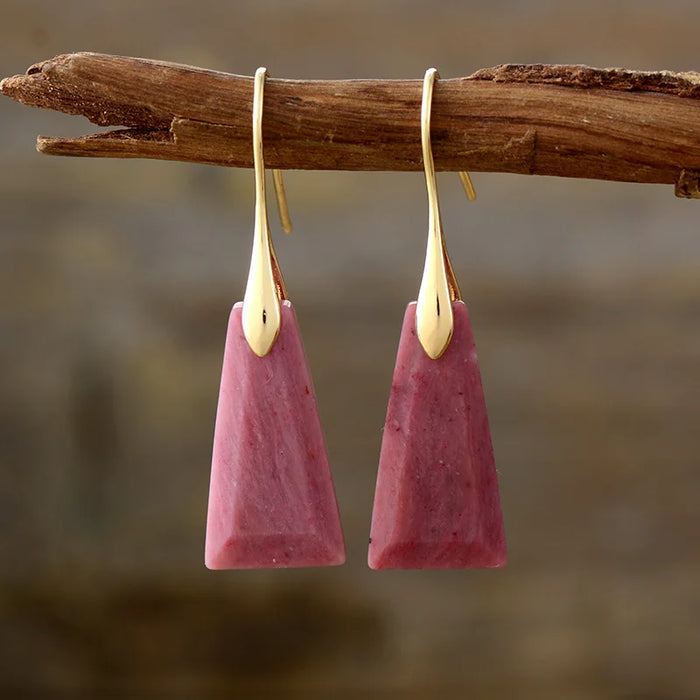 'Wiluray' Rhodonite Earrings - gold | ALLORA JADE