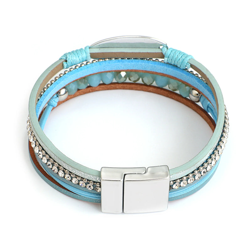 'Blessed' Charm Cuff Bracelet - blue - Women's Bracelet - ALLORA JADE