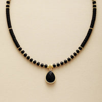 'Aluka' Onyx Charm Agate Beads Choker Necklace - Allora Jade