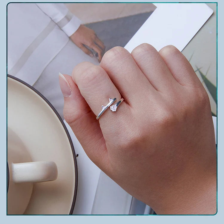 'Ears and Paw' Sterling Silver Ring | ALLORA JADE