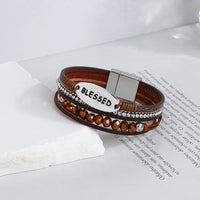 'Blessed' Charm Cuff Bracelet - brown - Women's Bracelet - ALLORA JADE