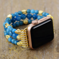 Apatite Gold Beads Stretchy Apple Watch Band - Allora Jade