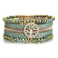 'Tree of Life' Beads Cuff Bracelet - green - Allora Jade