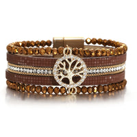 'Tree of Life' Beads Cuff Bracelet - brown - Allora Jade