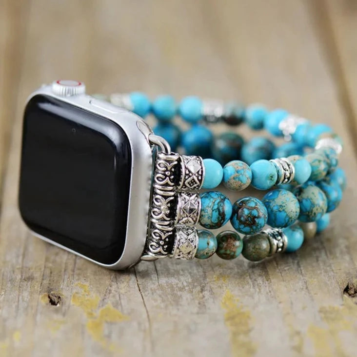Sky Blue Jasper Stretchy Apple Watch Band - Allora Jade