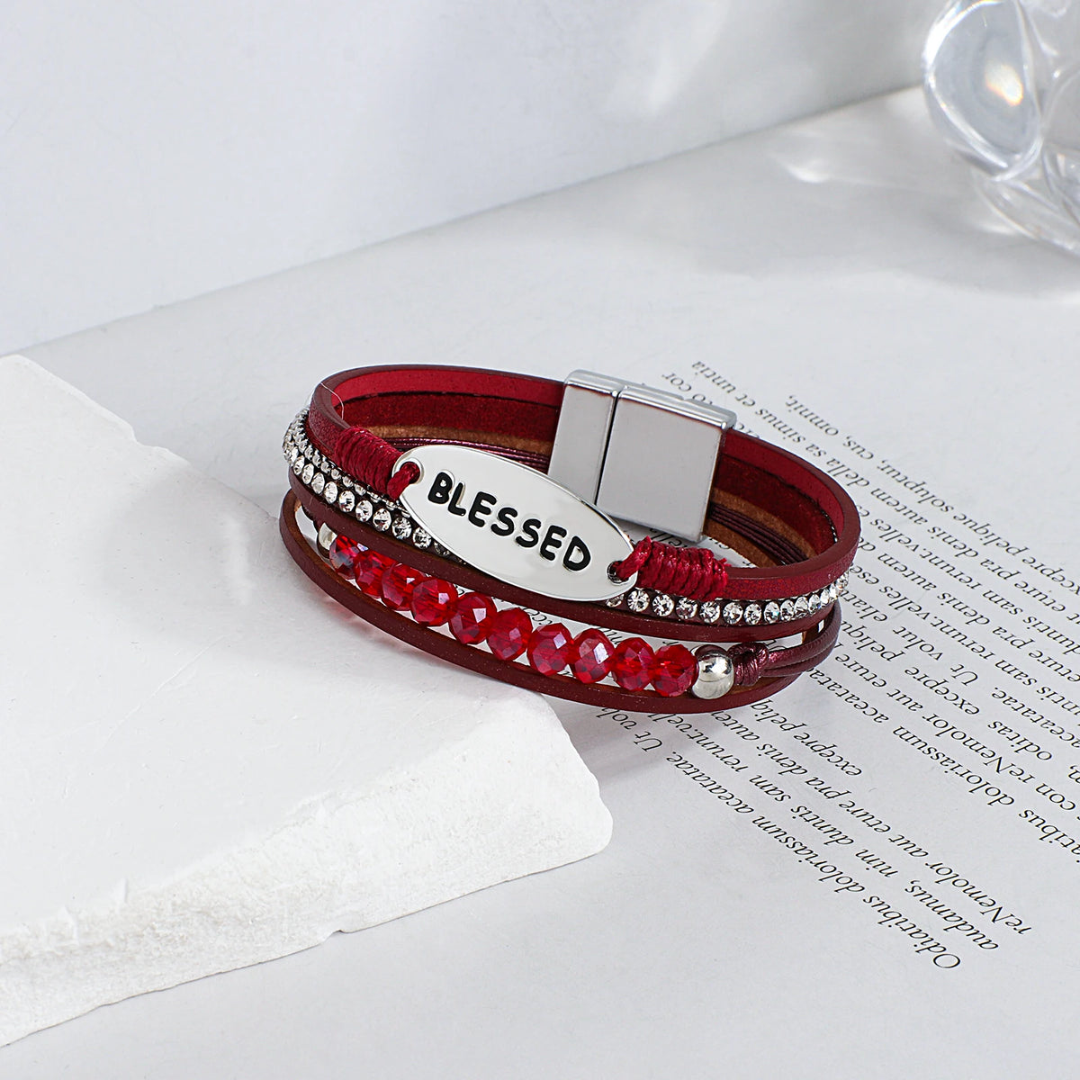 'Blessed' Charm Cuff Bracelet - red - Women's Bracelet - ALLORA JADE