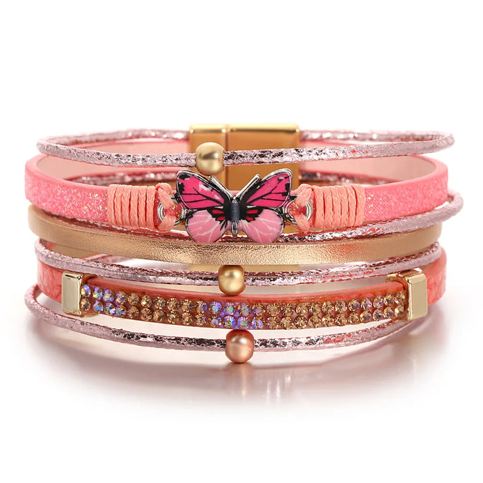 'Butterfly' Charm Cuff Bracelet - watermelon | charm bracelet | Allora Jade