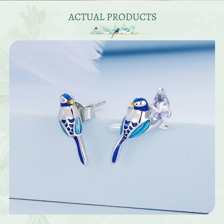 'Blue Bird' Sterling Silver and CZ Earrings - Allora Jade