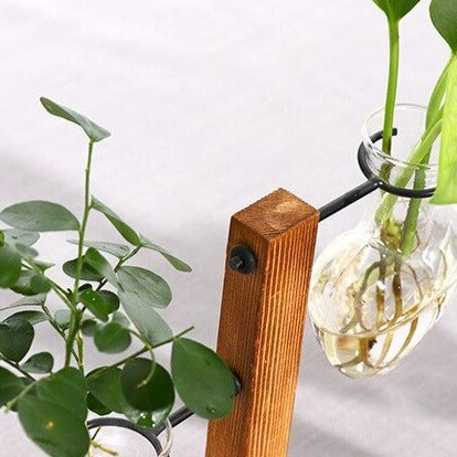 'Love Heart' Glass and Wood Hanging Pot Vase - Allora Jade