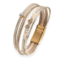 'Infinity' Charm and Rhinestones Cuff Bracelet - gold - Allora Jade