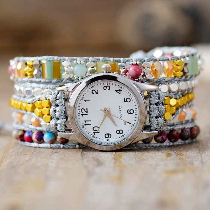 Jasper and Beads Wrap Quartz Watch - ALLORA JADE