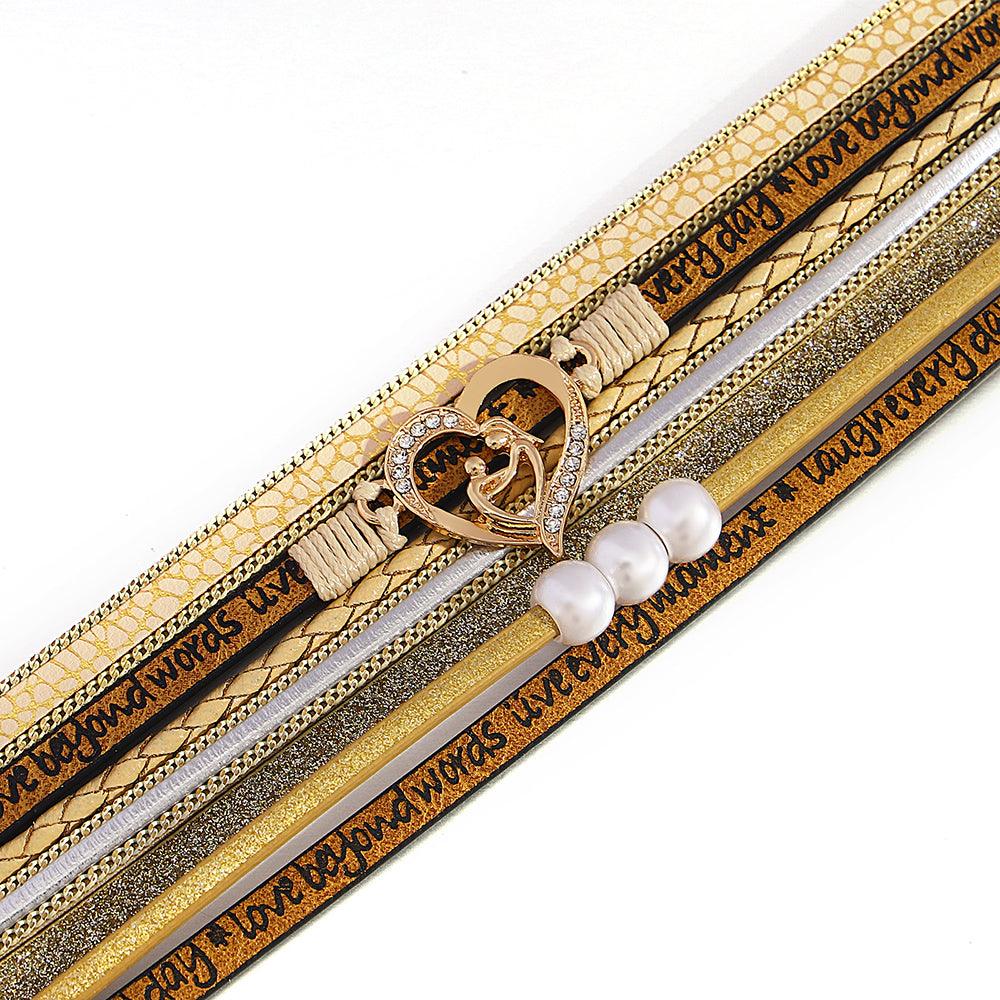 'Inspired Heart' Charm Cuff Bracelet - gold - Womens Bracelets - Allora Jade