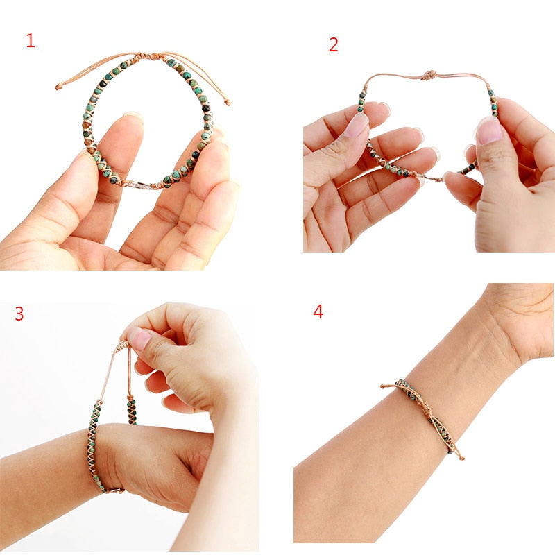 Amazonite Heart Charm Braided Bracelet - ALLORA JADE