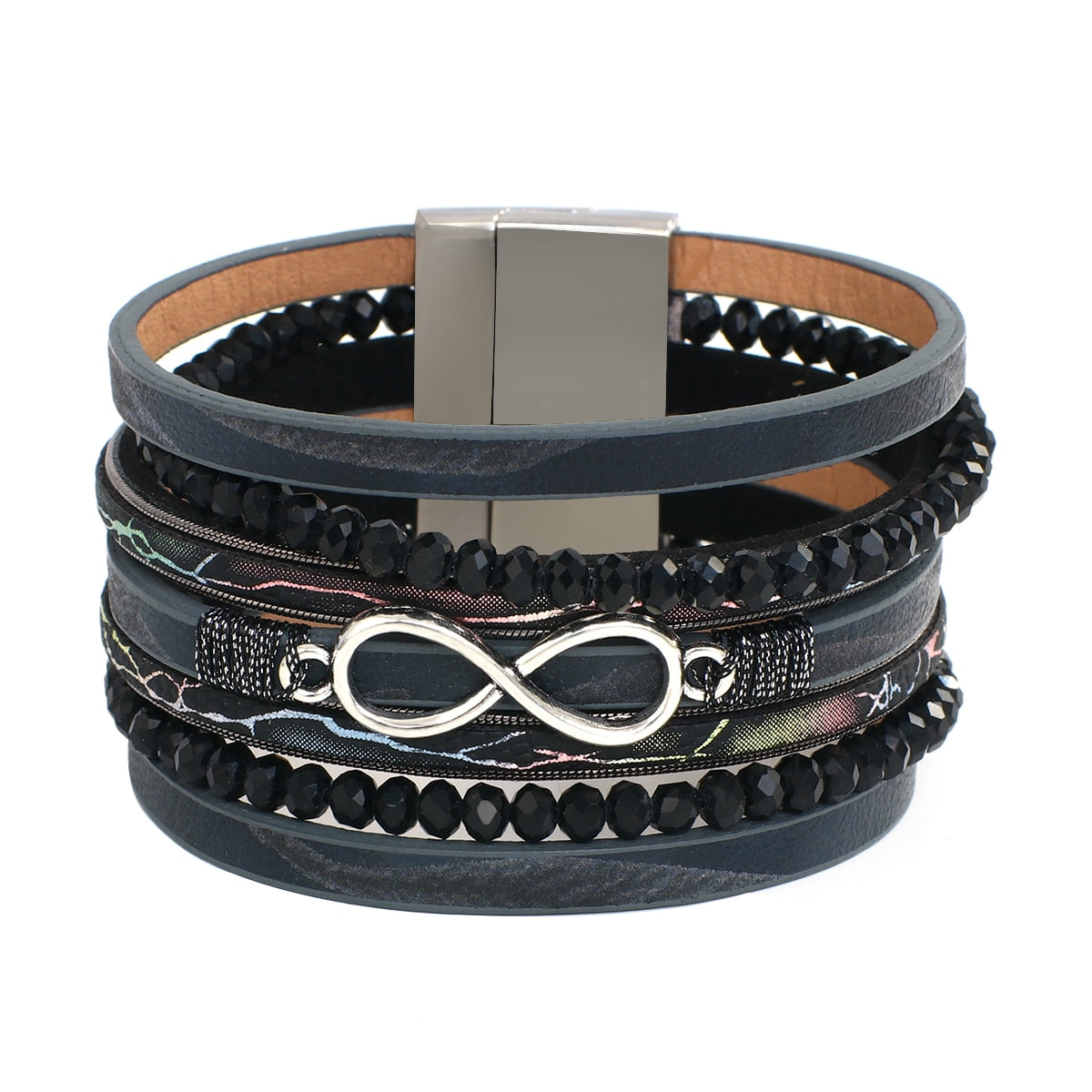 'Infinite' Charm Cuff Bracelet - black | ALLORA JADE