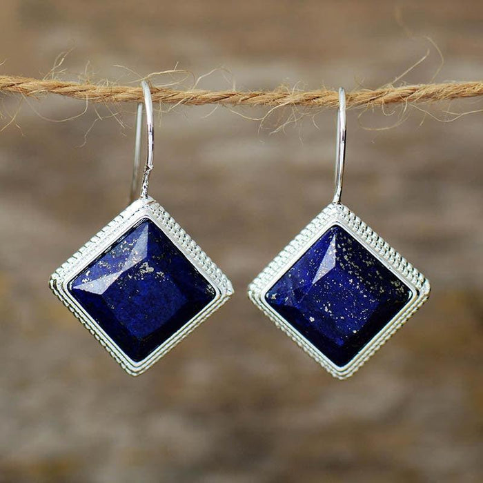 'Wanala' Lapis Lazuli Drop Earrings - Womens Earrings Crystal Earrings - Allora Jade