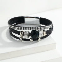 'Balgargal' Rhinestones Beads Cuff Bracelet - black - Womens Bracelets - Allora Jade