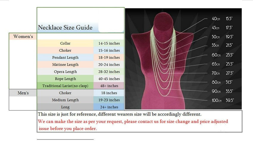 necklace size guide - Allora Jade