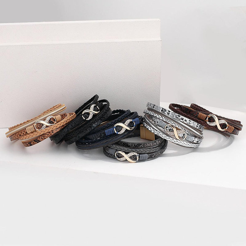 'Infinity' Charm Wrap Bracelet - khaki - Womens Bracelets - Allora Jade