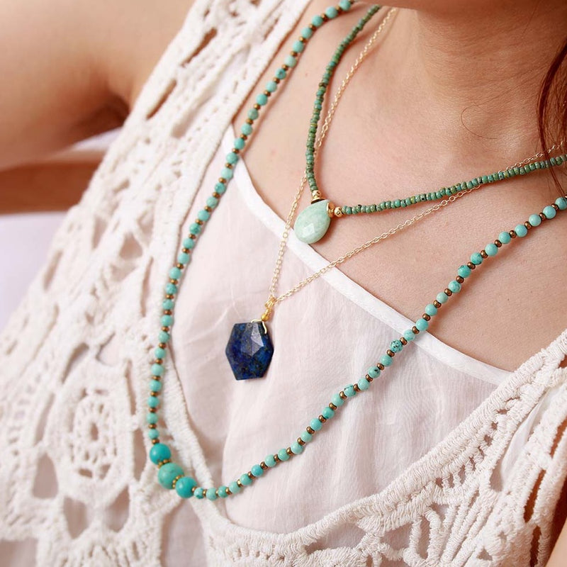 'Hexa' Lapis Lazuli Pendant Necklace - Allora Jade