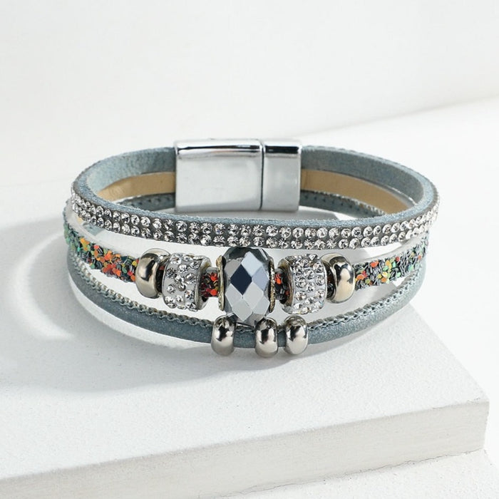 'Balgargal' Rhinestones Beads Cuff Bracelet - Allora Jade