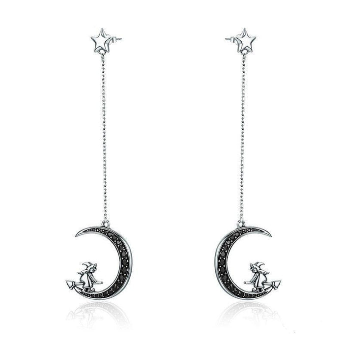 'Magic Witch' Sterling Silver & CZ Dangle Earrings - Sterling Silver Earrings - Allora Jade