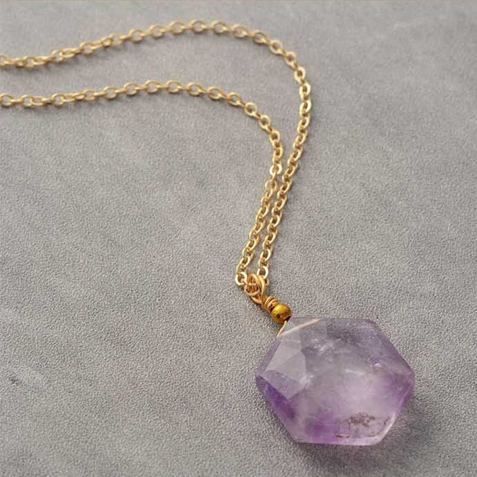 'Hexa' Light Purple Amethyst Pendant Necklace - Allora Jade