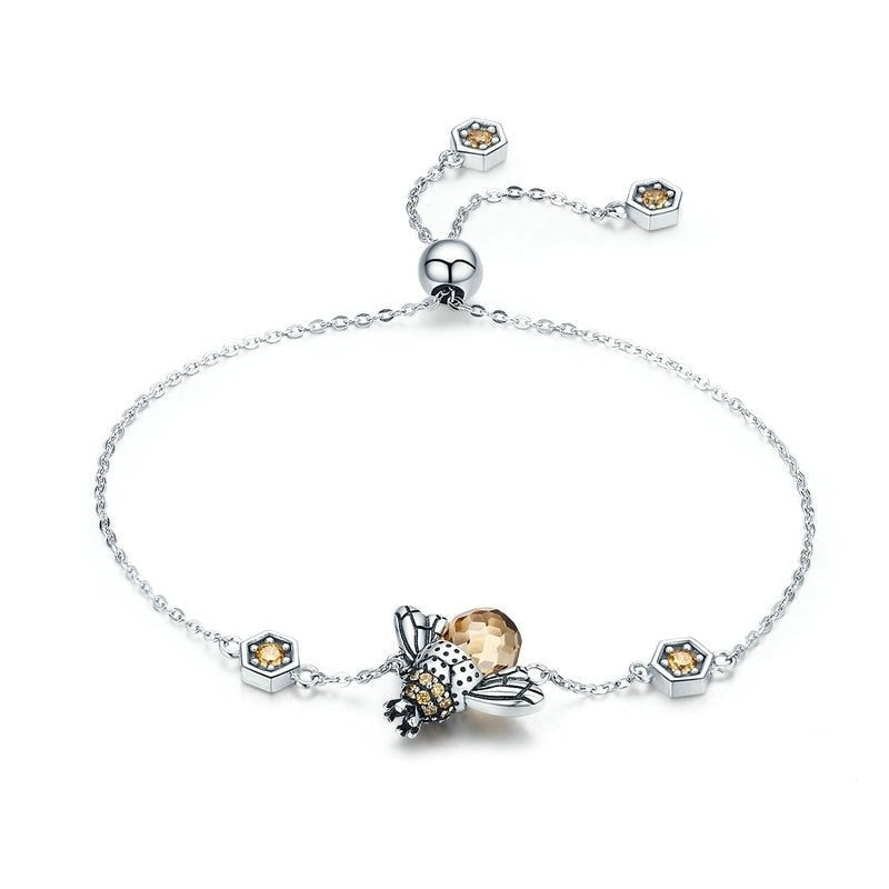 'Bee' Charm Sterling Silver Bracelet | ALLORA JADE