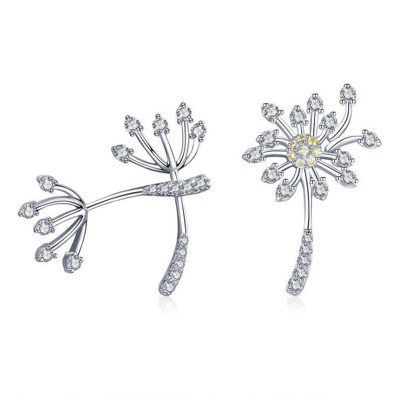 'Dandelion Love' Sterling Silver and CZ Stud Earrings - Allora Jade