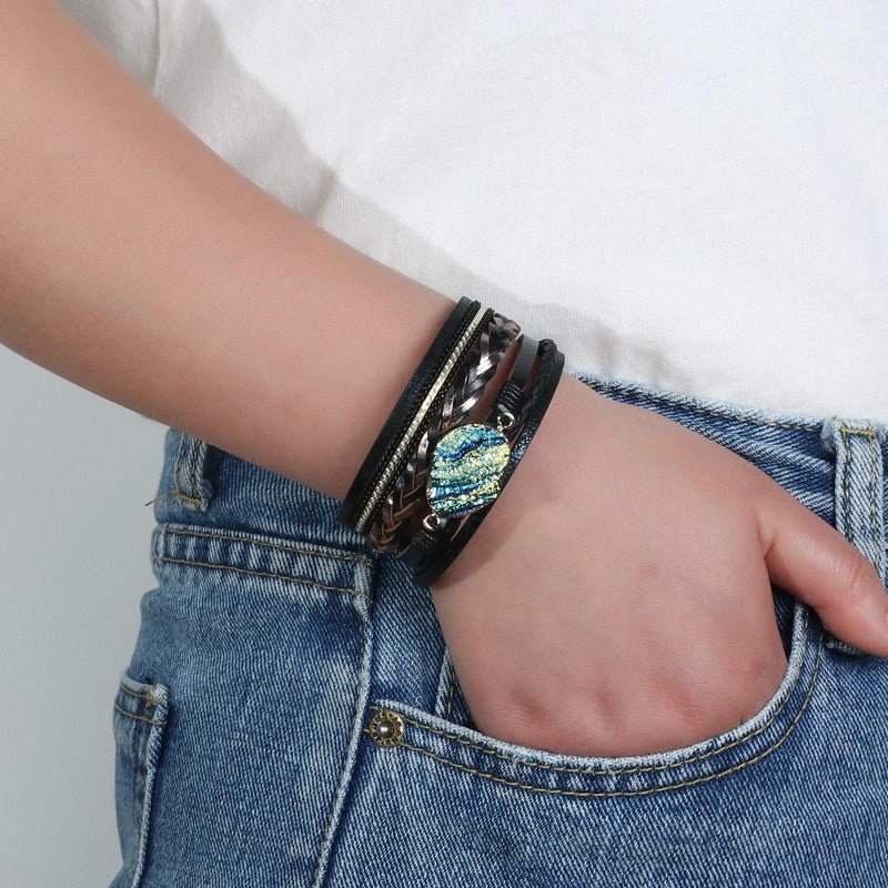 'Birralee' Charm Cuff Bracelet - black - Womens Bracelets - Allora Jade